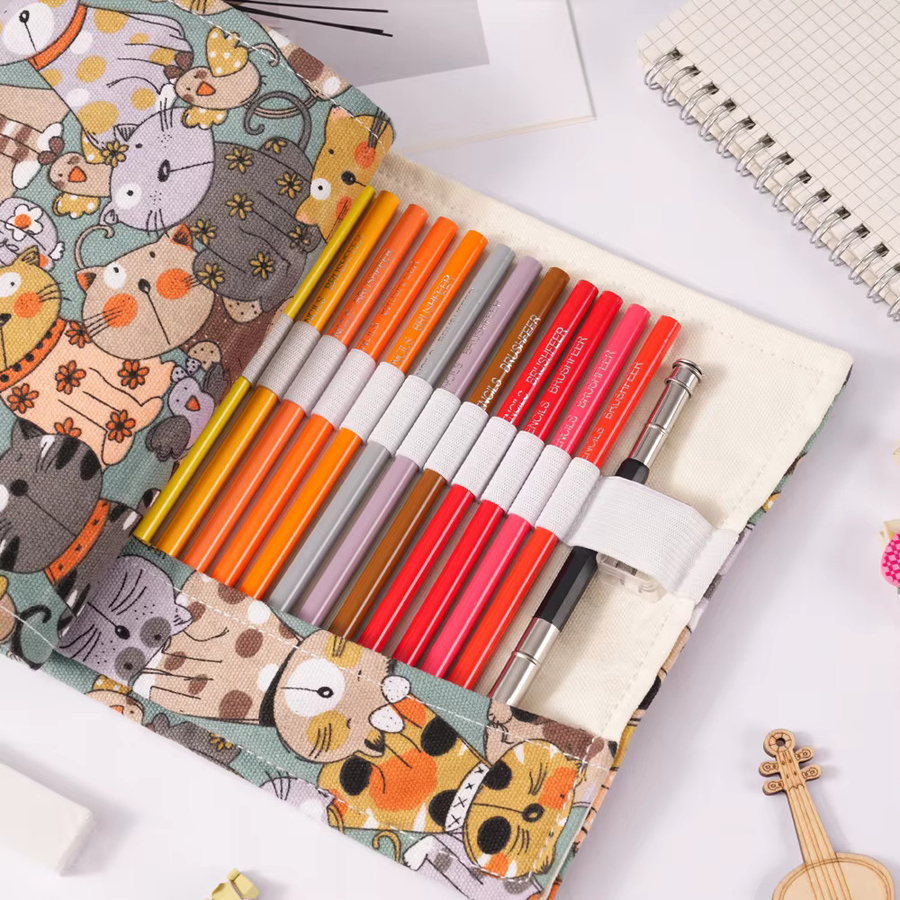 Brushfeer Buntstifte-Set mit 48 Farben, ölbasiert mit weichem Kern, professionelle Kunstqualität inklusive Pinselhalter, Radiergummi und Anspitzer, Multicolor - Bild 3