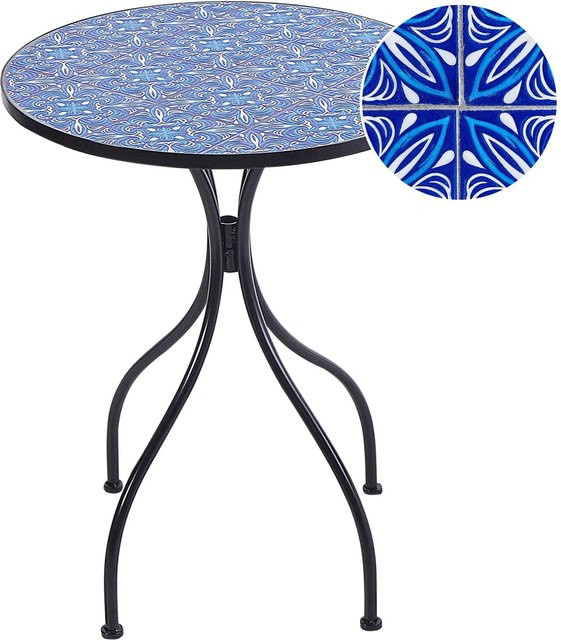 Beliani Gartentisch CIGLIANO in Schwarz und Blau mit Keramikplatte und Metallgestell, B/T/H: 60 x 60 x 75 cm - Bild 1