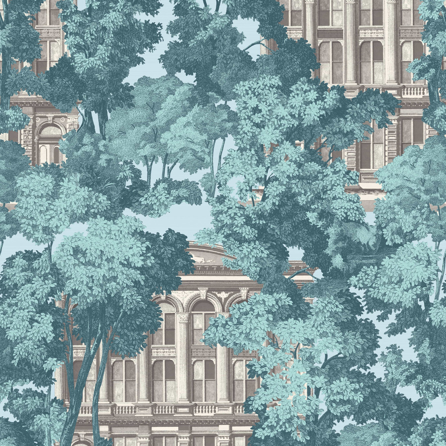 Nobilis Tapete Palazzo COS183 mit floralem Design in Blau und Türkis, Vlies-Tapete, matt - Bild 1