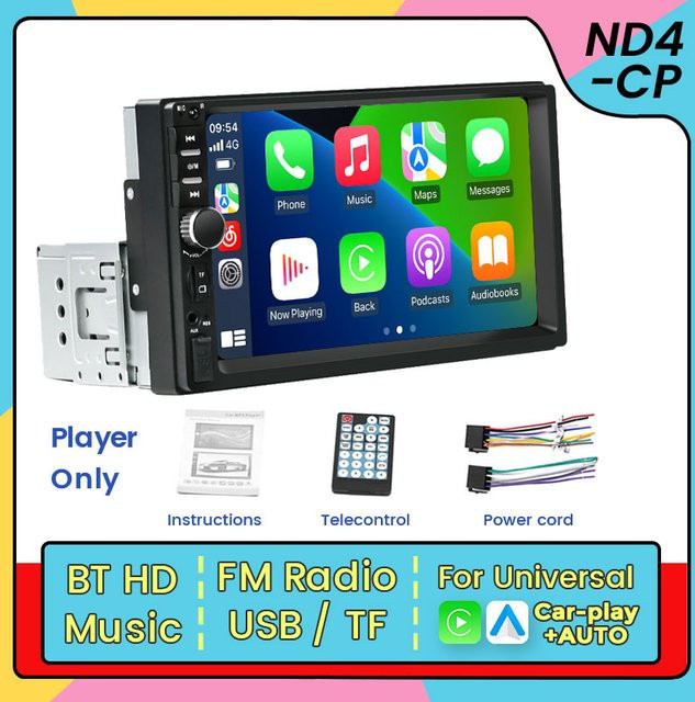 Navifly 1DIN MP5 Multimedia Autoradio mit 7 Zoll Touchscreen, Bluetooth, USB und FM in Schwarz - Bild 1