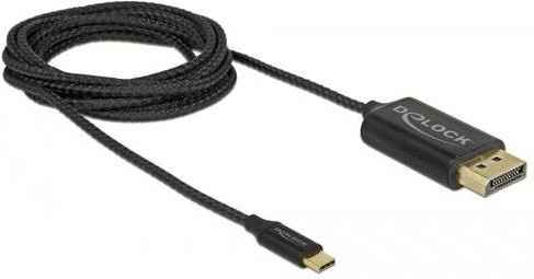 Delock DisplayPort zu USB-C Anschlusskabel in Schwarz, 2m, 4K UHD, vergoldete Steckkontakte - Bild 1