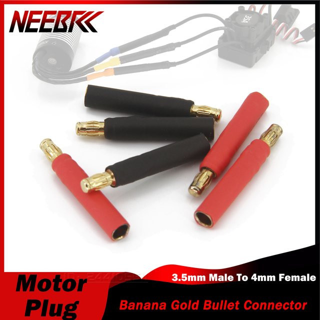 DUMBORC Motoradapter 3,5 mm Stecker auf 4 mm Buchse Rundstecker Schwarz für RC Auto Boot FPV Upgrade Teil - Bild 1