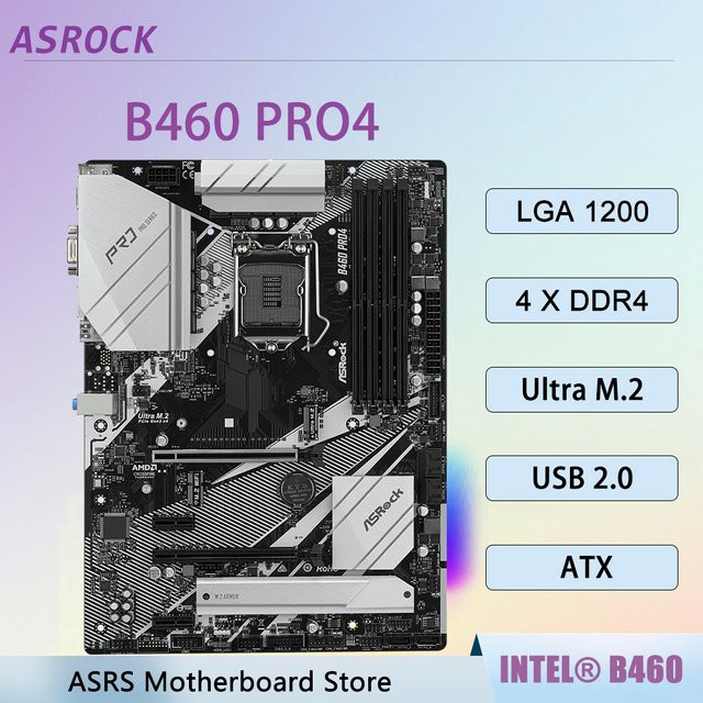 ASRock B460 Pro4 Motherboard LGA 1200 ATX DDR4 Schwarz - Bild 1