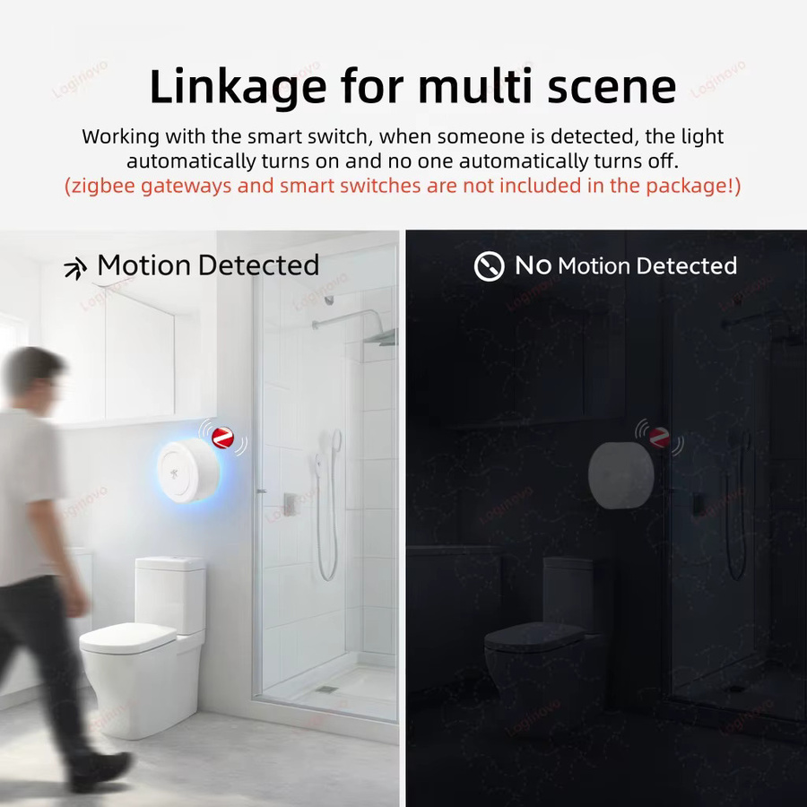 Loginovo ZigBee 24G MmWave Radar-Bewegungssensor für menschliche Anwesenheit, Mini-PIR-Detektor für Tuya Smart Life Z2M Hausautomation, Weiß - Bild 4