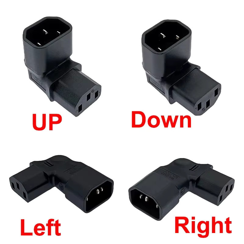 deepartner IEC 320 C14 auf C13 90-Grad-Winkel AC-Adapter, 3-poliger Stecker auf Buchse-Konverter, Schwarz - Bild 4