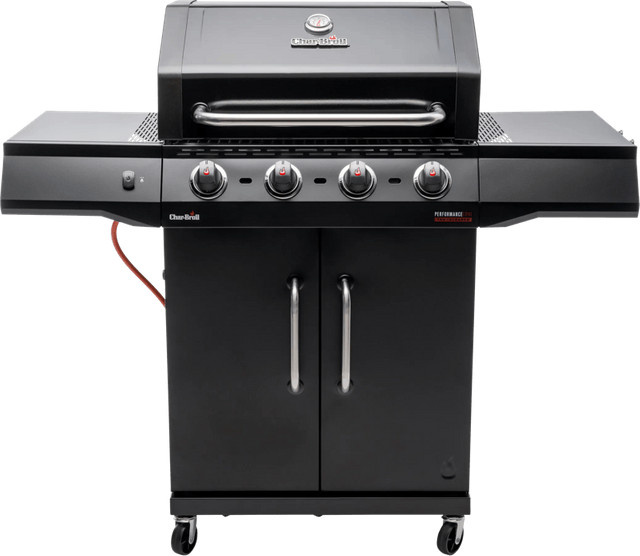 Char-Broil Advantage Pro S4 Gasgrill in Schwarz mit Seitenbrenner und Warmhalterist aus emailliertem Stahl und Gusseisen - Bild 1