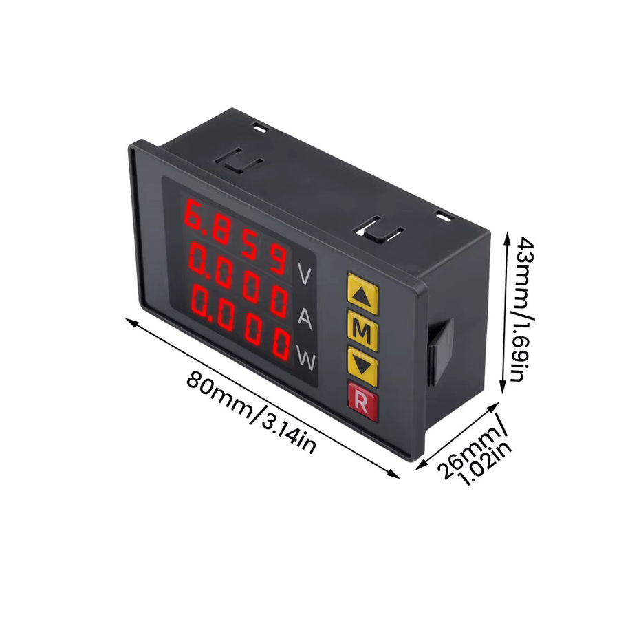 Gaqqee BM730 Digitales Voltmeter und Amperemeter mit Leistungsmesser, 100 V, 10 A, 1000 W, Spannungs- und Stromanzeige mit Trimmer und Summer - Bild 3