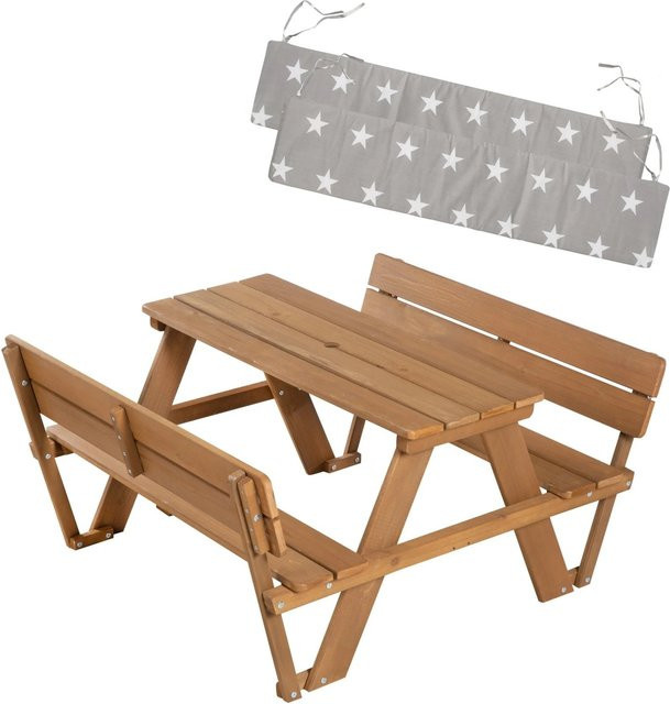 Roba Kindersitzgruppe Picknick for 4 aus Massivholz Teak in Natur mit Lehne und Sitzkissen Little Stars - Bild 3