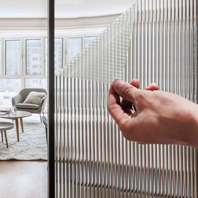 WXSHSH 3D Glasfolie Art Deco Design, transparent und undurchsichtig, elektrostatisch haftend, geometrisches Muster für Badezimmerfenster - Bild 1
