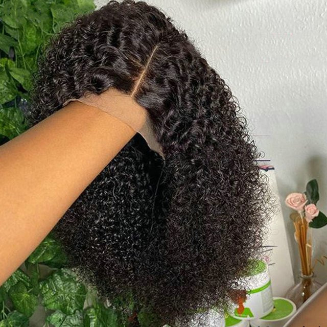 HJ WEAVE BEAUTY Deep Wave Bob Perücke aus Echthaar, Jerry Curly, 13x6 HD Lace Front, Unisex - Bild 1