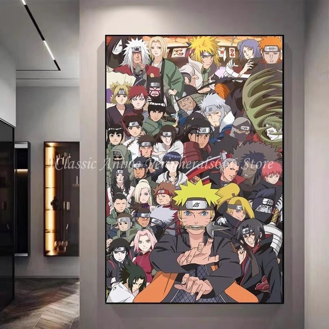 Bandai Naruto Anime Wandposter mit Illustration von Naruto, Kakashi, Uchiha und Itachi in Mehrfarbig - Bild 1