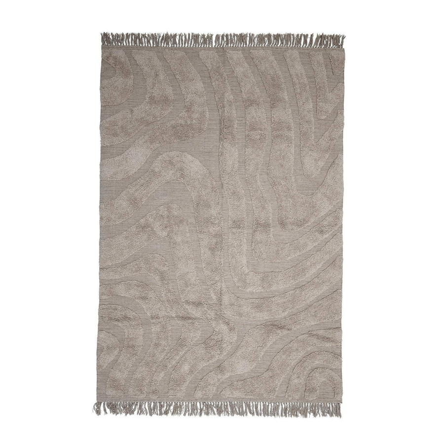 Bloomingville Teppich Elaine aus Baumwolle in Beige mit High-Low-Effekt und Tuftmuster, B/T: 210 x 150 cm - Bild 1