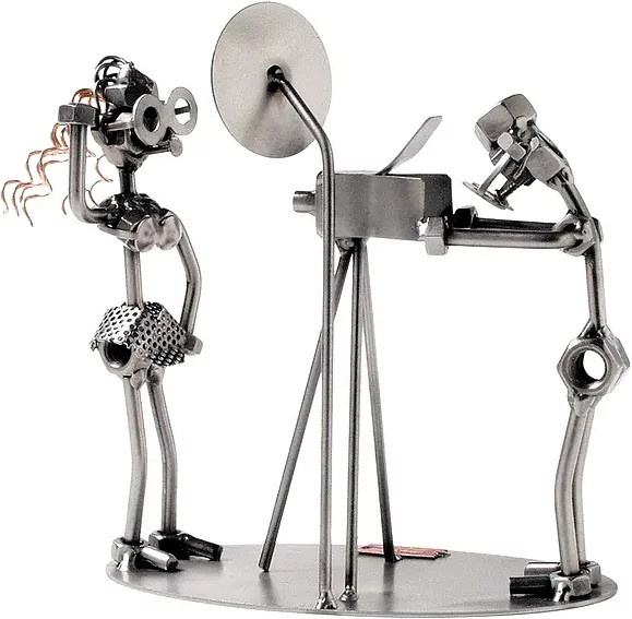 Schraubenmann Hinz & Kunst Deko-Figur Fotograf mit Modell aus Metall in Silber - Bild 1