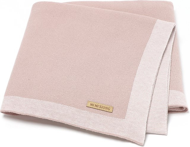 Mimixiong Baby Strickdecke aus Baumwolle in Pink, weich und bequem für Neugeborene, B/B: 100 x 80 cm - Bild 1