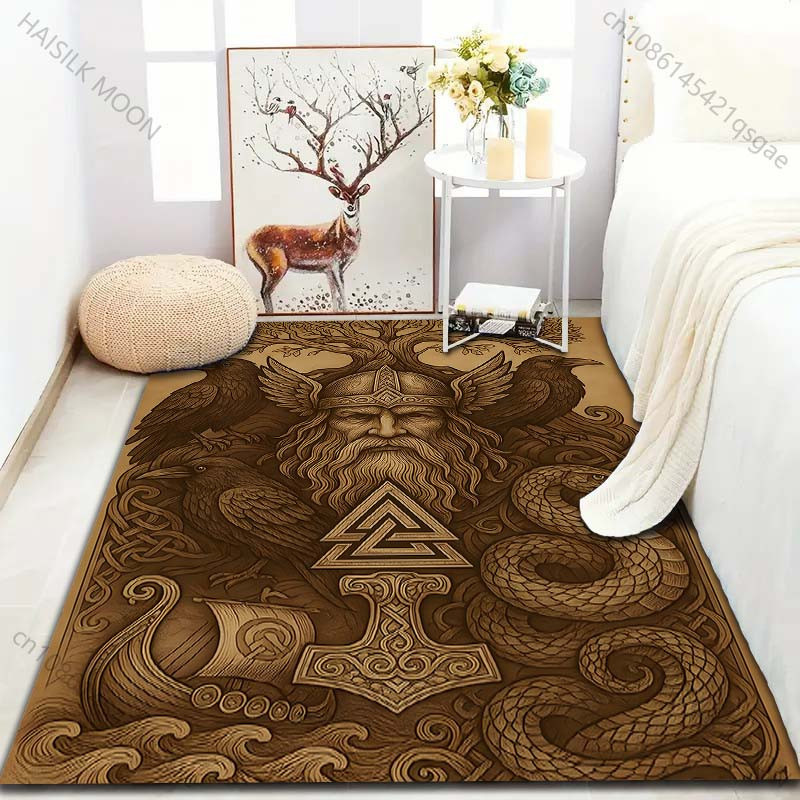 UQIDEHOME Retro Wikinger Teppich in Braun, Maschinenwäsche, B/T: 60 x 40 cm - Bild 2