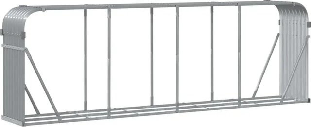 vidaXL Kaminholzunterstand aus verzinktem Stahl, Hellgrau, B/T/H: 300 x 45 x 100 cm - Bild 1