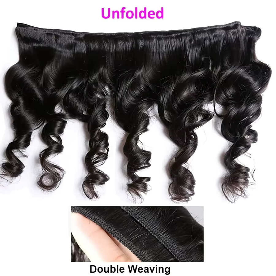 aircabin Bouncy Curly Bundles Extensions, 45g, Brasilianisches Remy Echthaar, Schwarz - Bild 5