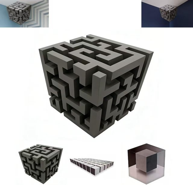 Oudun 3D Eckwandaufkleber mit optischer Täuschung, geometrischer Würfel-Design, selbstklebend und abnehmbar, modern Wandkunst aus PVC für dein Heim oder Büro - Bild 1