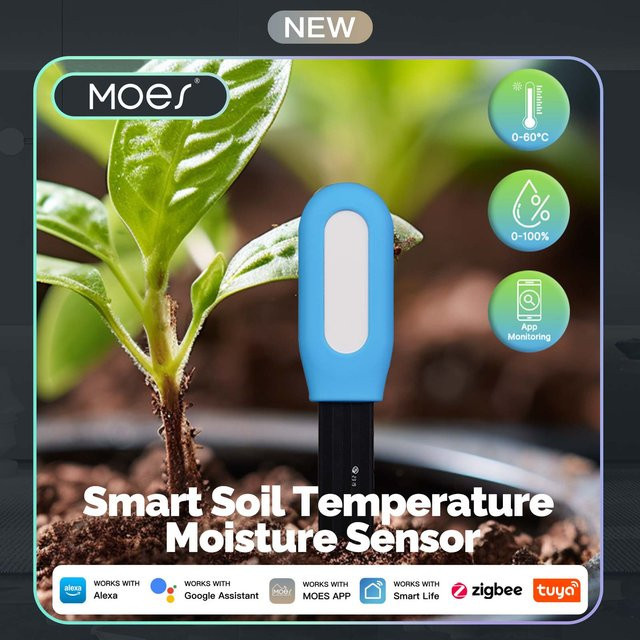 MOES Smart Bodenfeuchtigkeitssensor ZigBee zur Überwachung von Bodentemperatur und Luftfeuchtigkeit für deine Pflanzen und Gartenautomation - Bild 1
