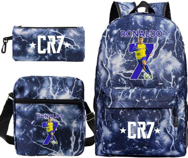 3-teiliges Schulrucksack-Set in Blau aus Oxford-Stoff mit Schultasche, Schultergurt und Federmäppchen - Bild 1