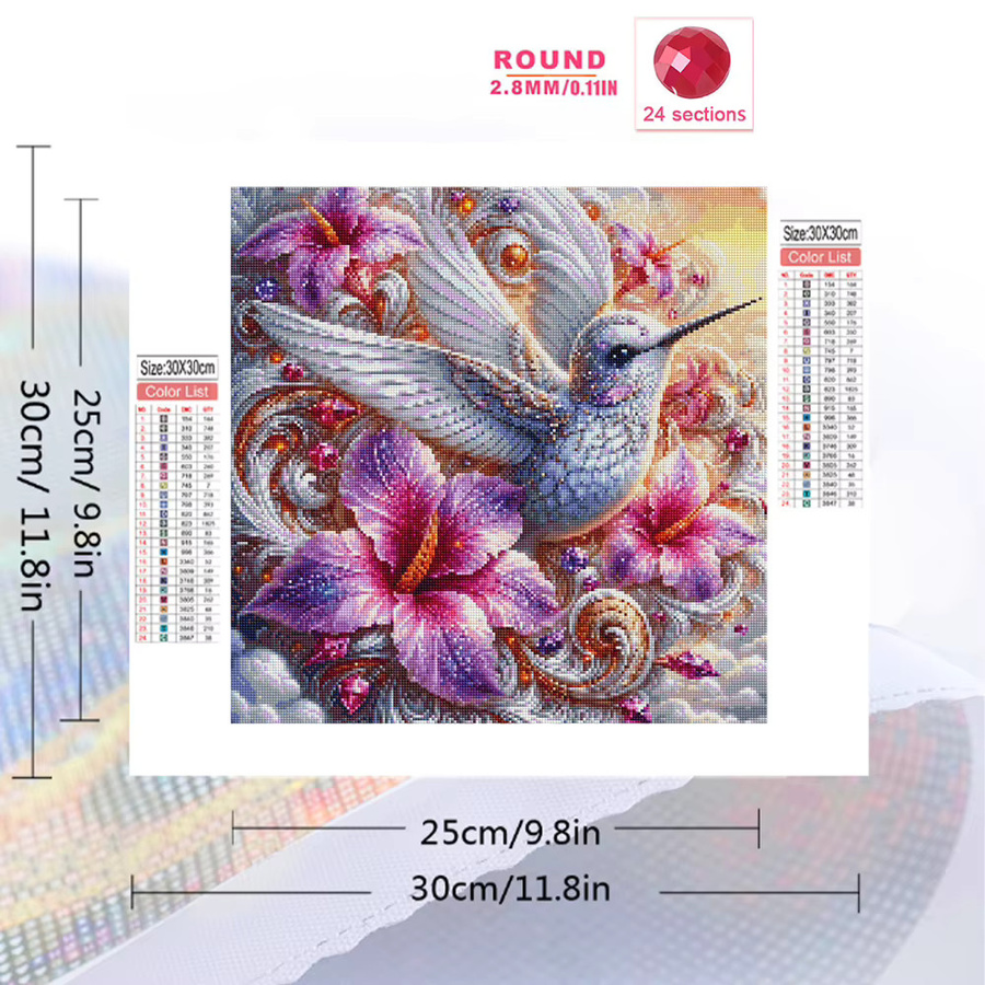 EverShine Diamant-Mosaik DIY Set Kolibri und Lilien Blume als Acryl-Handwerk zur Dekoration, Mehrfarbig, B/H: 20 x 20 cm - Bild 2