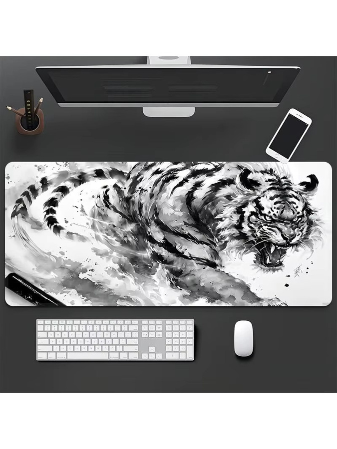 Ink Tiger Gaming-Mauspad in Multicolour, große wasserabweisende Schreibtischunterlage mit rutschfester Gummiunterseite für PC, Laptop und Büro - Bild 6