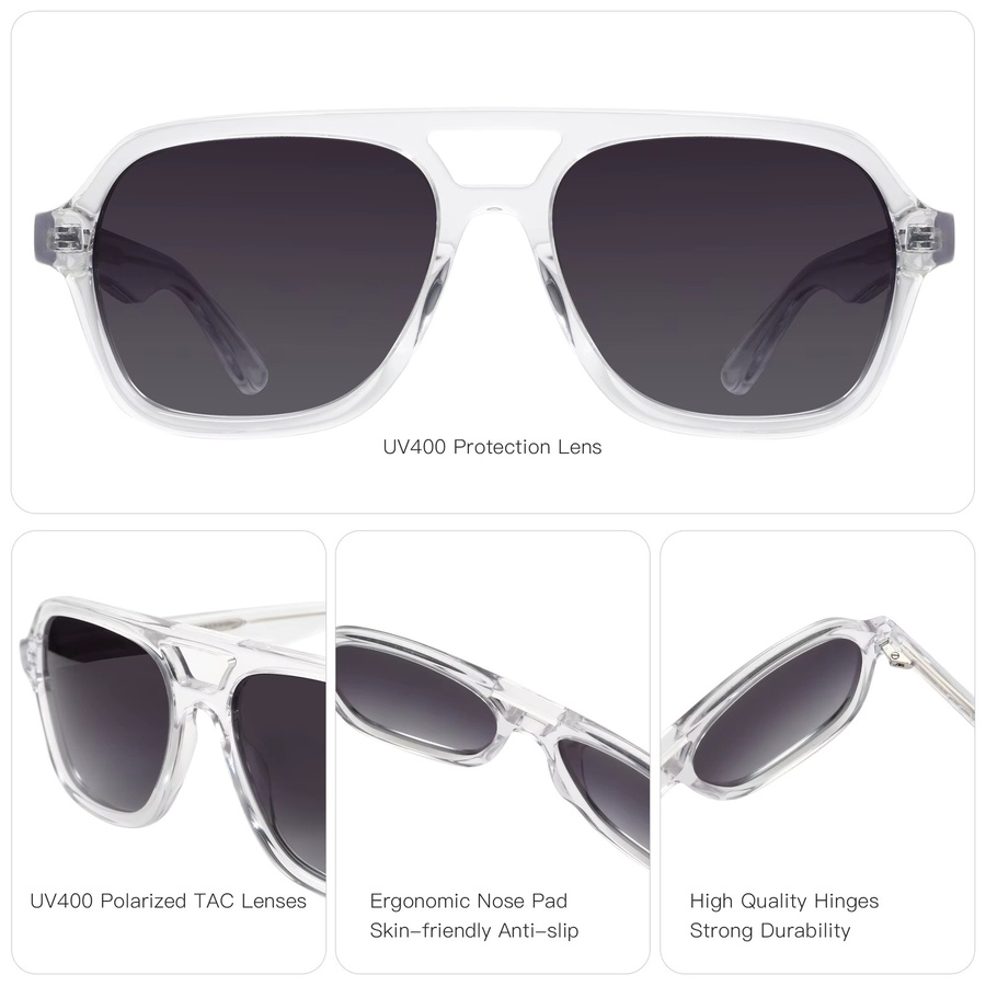 ZENOTTIC Sonnenbrille Aviator, Vollrand, Acetat, transparent, Unisex - Bild 2