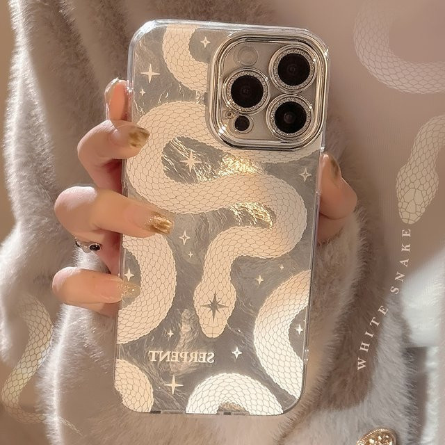 Glitzernde Cartoon-Schlangen Schutzhülle mit Objektiv-Kameraschutz für Apple iPhone 11 bis iPhone 16 Pro Max und weitere Modelle - Bild 1
