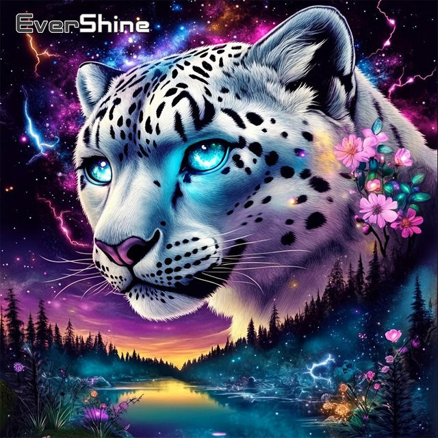 EverShine Diamant-Stickerei Leoparden-Bild als Strass-Mosaik Wandkunst in Multicolour, B/H: 20 x 20 cm - Bild 1