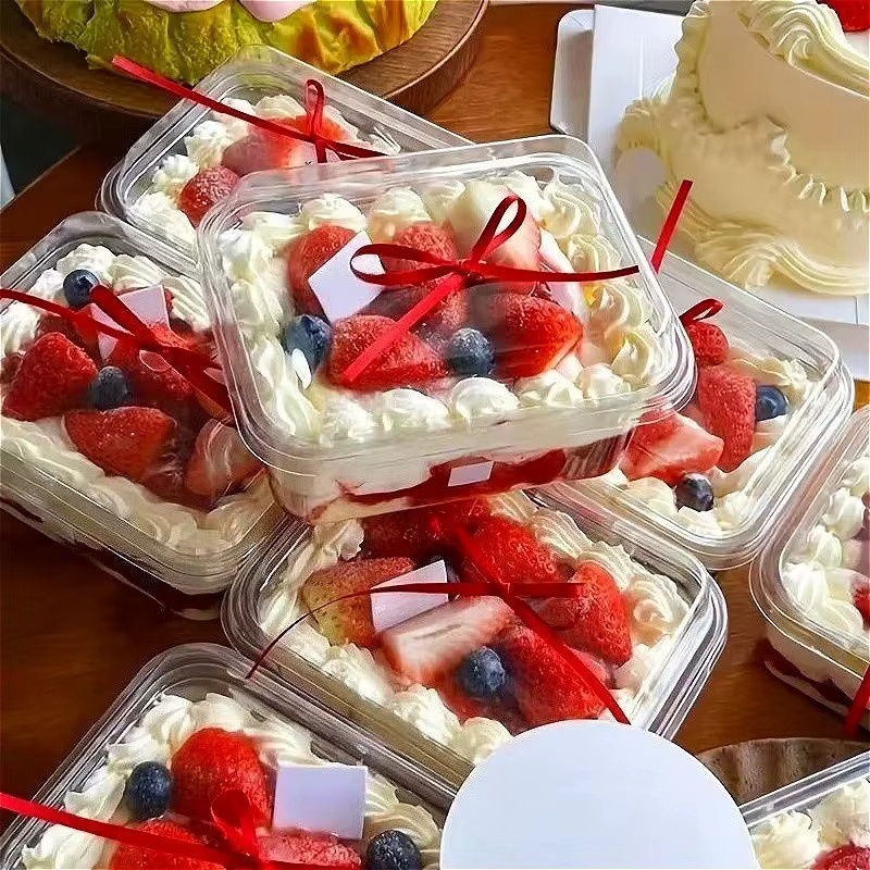 Transparente Einweg Dessertboxen aus Kunststoff für Torte, Mousse oder Kuchen, ideal für Hochzeiten und Partys - Bild 5
