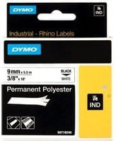 Dymo Rhino IND ORIGINAL Beschriftungsband aus Polyester, Farbe: Schwarz auf Weiß, Breite: 9 mm, Länge: 5,5 m - Bild 1