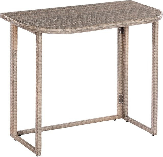 Merxx Klappentisch rechteckig in Beige aus pulverbeschichtetem Stahl und Kunststoffgeflecht B/T/H: 100 x 78 x 75 cm - Bild 2