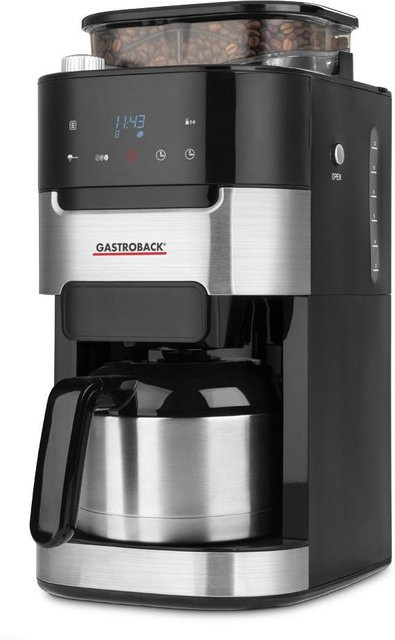 Gastroback Grind & Brew Pro Thermo Filterkaffeemaschine in Schwarz mit Edelstahl und Timer - Bild 1