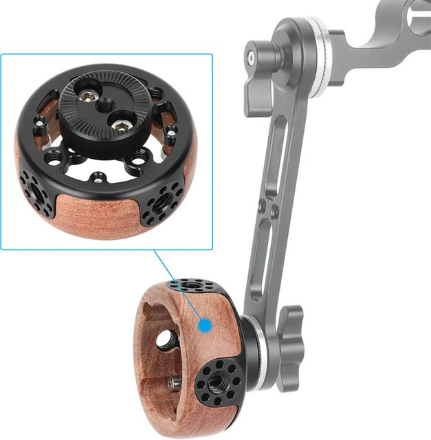 Camvate Arri Holz Handgriff rund mit M6 Innengewinde und Rosettenhalterung für Kamera Käfig Rig in Braun - Bild 1