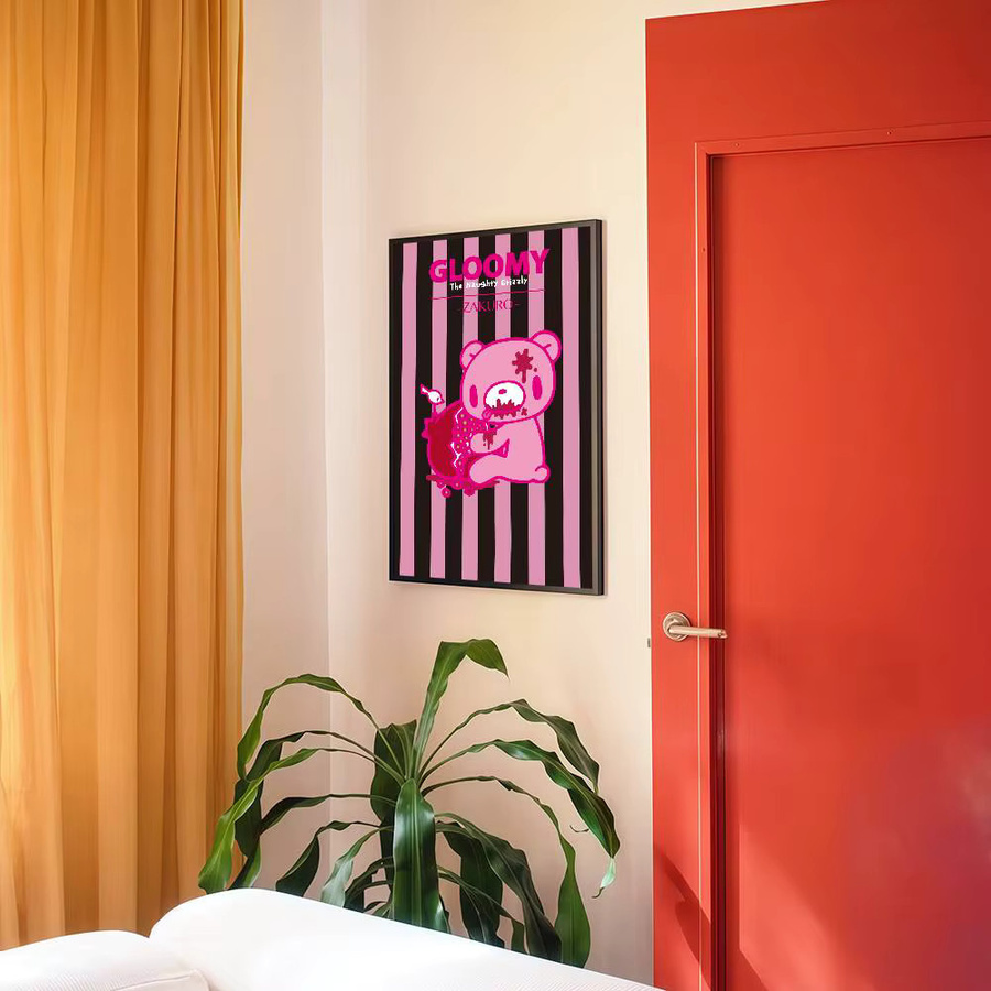 Vintage-Poster C-Cartoon G-Gloomy Bear Wandaufkleber in Weiß und Pink - Bild 3