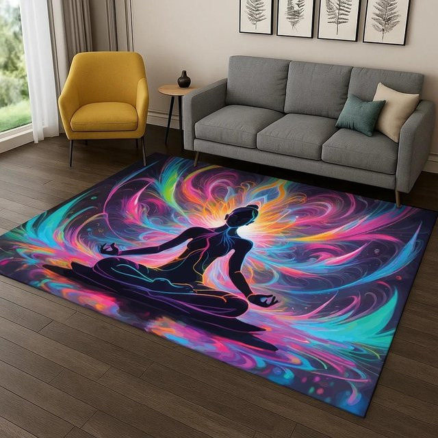 Lodestar Regenbogen 7 Chakra Yoga Meditation Teppich, Mehrfarbig, B/H: 60 x 40 cm - Bild 1