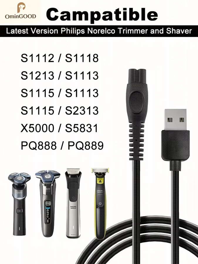Philips Rasierer-Ladekabel in Schwarz passend für MG9520/50 MG7910/49 MG5910/49 PQ888 PQ889 S1112 S1118 QP2724/90 QP2834/70 S2313 X - Bild 2