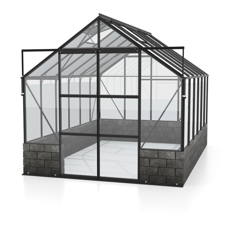 Vitavia Gewächshaus Cassandra 9900 Schwarz mit ESG-Glas und Doppelschiebetür, B/H/T: 257 x 249 x 385 cm - Bild 2