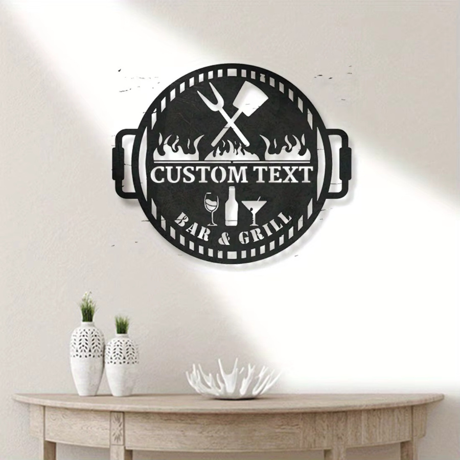 Personalisierte Wandkunst Hello Young aus Metall als rundes Bar- und Grillschild in Schwarz - Bild 5