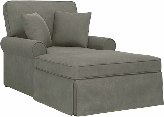 vidaXL Chaise Lounge mit Rock, 3-teiliges L-Shape Ecksofa mit Kissen, Hellgrau Cordstoff - Bild 1