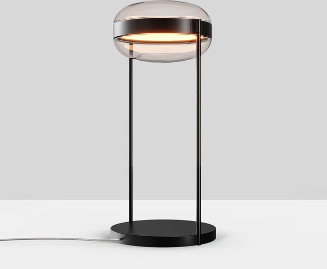 B.Lux Beaded T LED-Tischleuchte aus Glas in Rauchglas-Optik und Schwarz - Bild 1