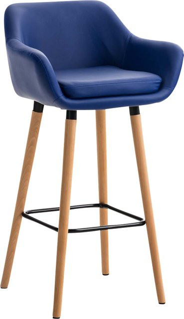 TPFLiving Barhocker Grande mit Holzgestell und Kunstleder in Blau - Bild 1