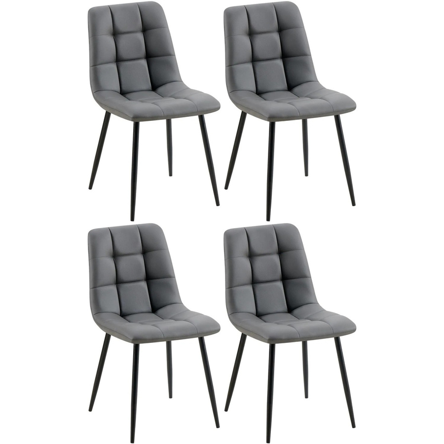 4er Set DELUKE Esszimmerstühle FANOR aus Kunstleder in Dunkelgrau mit Stepp-Muster, B/T/H: 45 x 55 x 84 cm - Bild 2