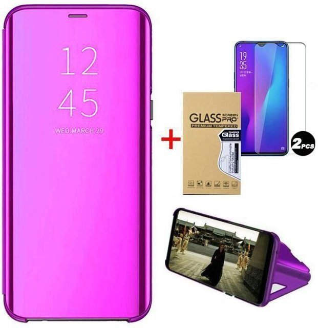 Luxus Schutzhülle für Samsung Galaxy S21 Ultra (5G) aus Leder mit 2 Hartglasfolien in Lila - Bild 1