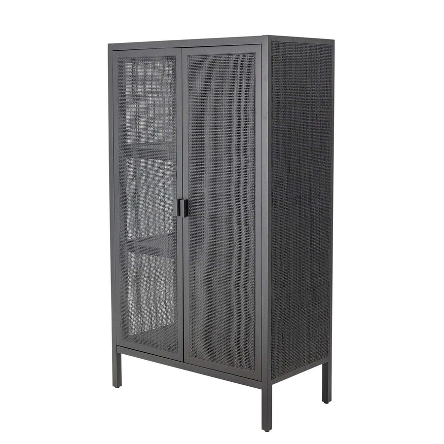 Bloomingville Schrank Marikka in Schwarz aus Mahagoniholz und Rattan mit geflochtenen Türen, B/T/H: 85 x 40 x 150 cm - Bild 1