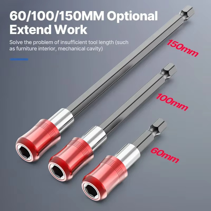 Dreiteiliges Set Sechskantgriff Schnellverschluss mit Verlängerungsstangen in Rot, Längen: 60 mm, 100 mm und 150 mm - Bild 2