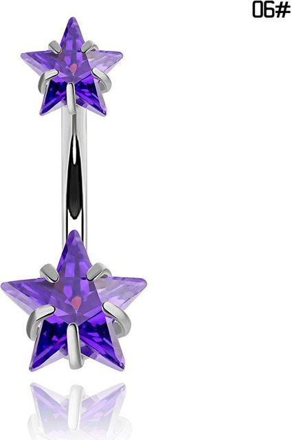 Bauchnabelpiercing Pentagramm, Zirkon, Edelstahl, violett, Damen - Bild 1