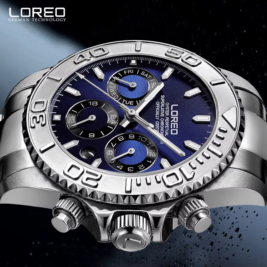 LOREO Armbanduhr Automatik, Edelstahl, Blau, Herren, 20 ATM - Bild 2