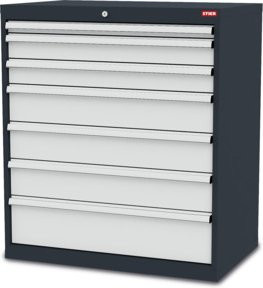 STIER Schubladenschrank aus Stahl mit 7 Schubladen, B/T/H: 90,0 x 57,5 x 102,0 cm - Bild 1