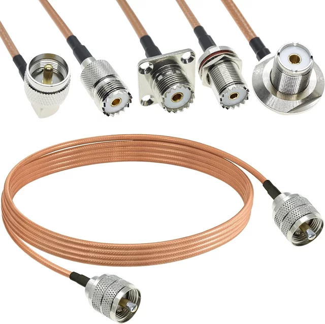 RFProMaker RG400 UHF Stecker Set PL259 auf SO-239 Männlich Weiblich Crimp Koaxial Stecker in Silber für RF Auto WIFI Antennenverlängerung - Bild 1